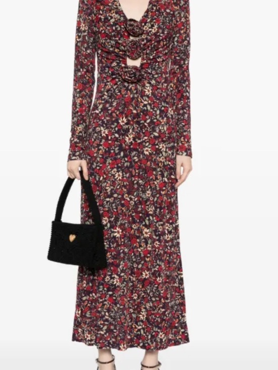 FARM Rio Dresses & Skirts - FARM Rio Burgundy Floral Cutout Maxi Dress